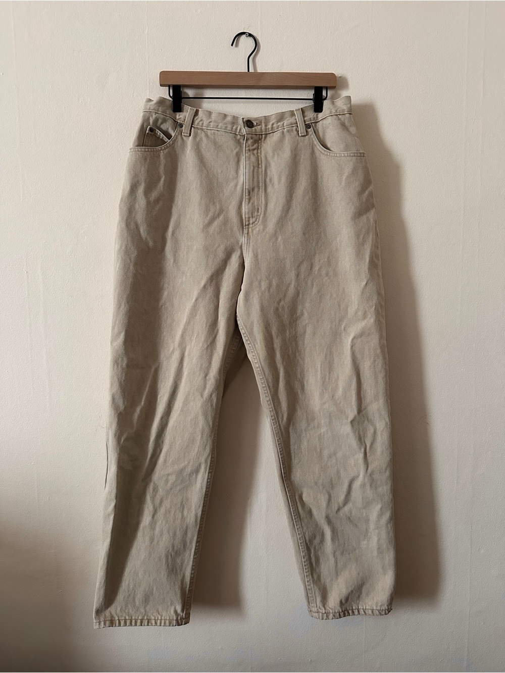 Vintage Lands' End Beige Tall Cotton Pants